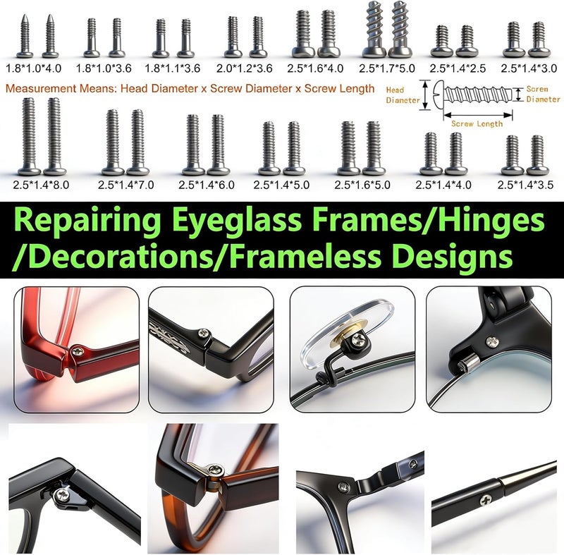 PFDHQS Eyeglass Repair Kit with Screws - All-in-One Glasses Repair Kit with Precision Screwdriver, Tweezers, Cleaning Cloth and Screws for Glasses - Compact & Portable (Small Kit) - Image 3